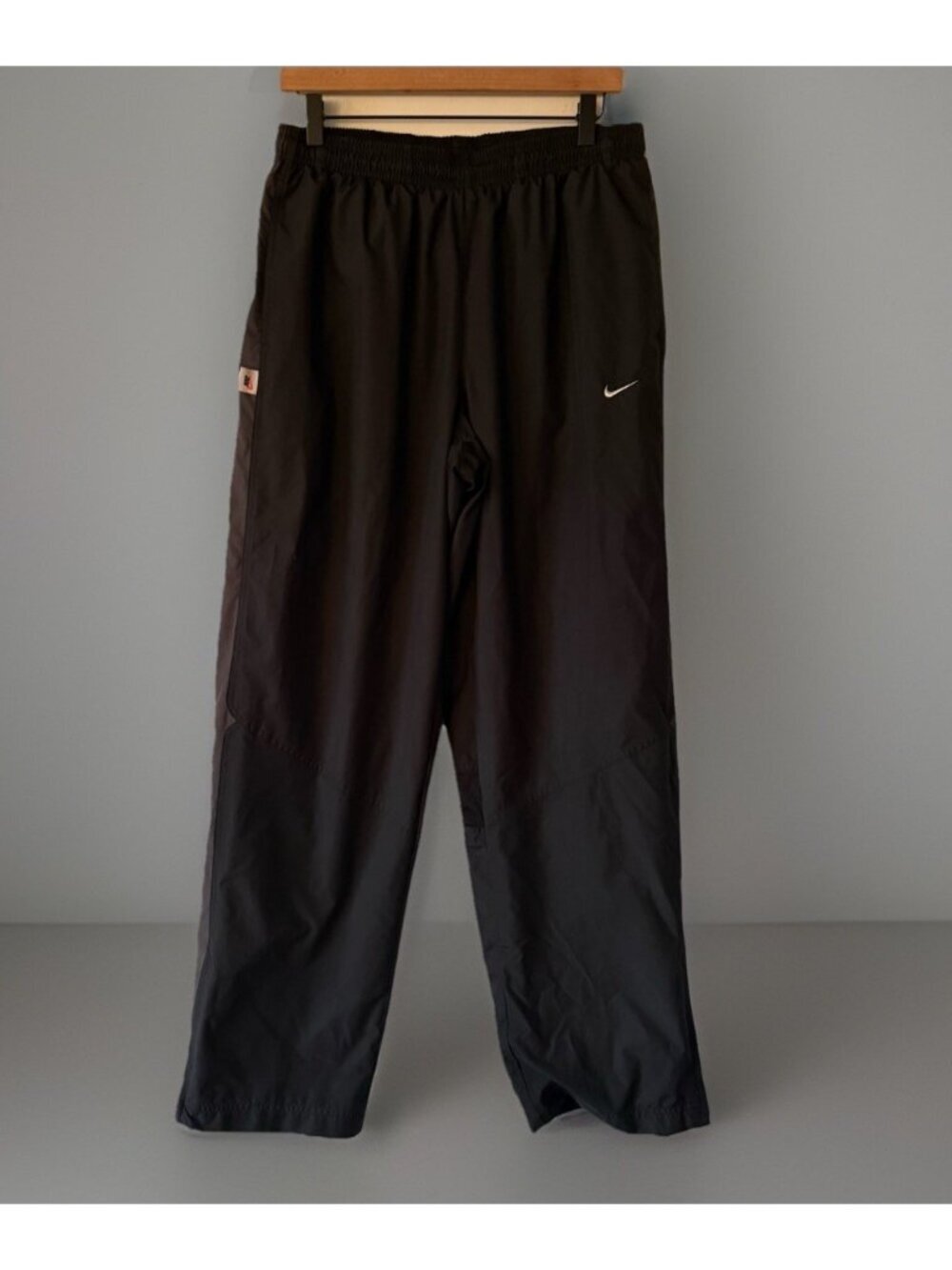 VINTAGE Nike Y2K Black Track Pants Wide Leg Gray Tag Men Size Large Zipper